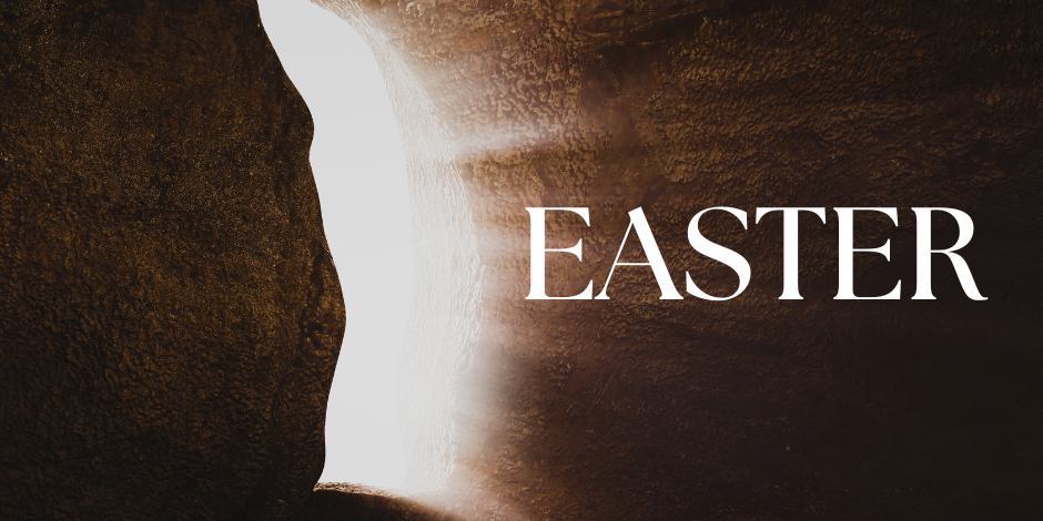 Brown and White Minimalist He is Risen Easter Greeting Facebook Post